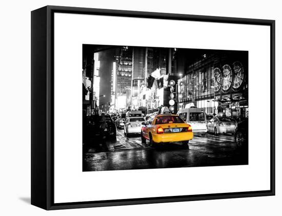 Yellow Cab on 7th Avenue at Times Square by Night-Philippe Hugonnard-Framed Stretched Canvas