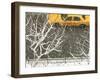 Yellow cab on Park Avenue in a snowstorm-Bo Zaunders-Framed Premium Photographic Print