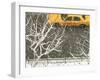 Yellow cab on Park Avenue in a snowstorm-Bo Zaunders-Framed Premium Photographic Print