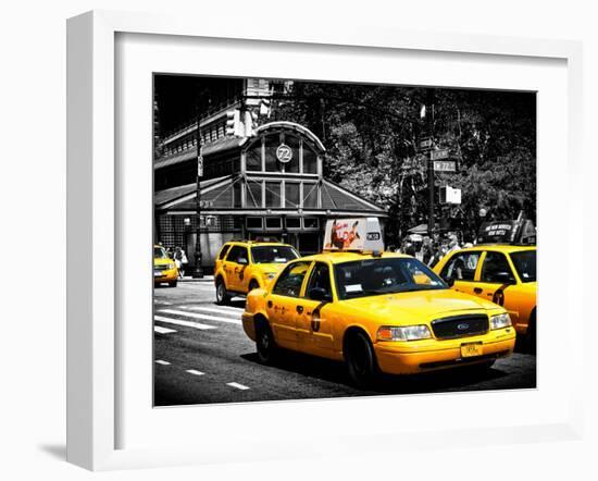 Yellow Cabs, 72nd Street, IRT Broadway Subway Station, Upper West Side of Manhattan, New York-Philippe Hugonnard-Framed Photographic Print