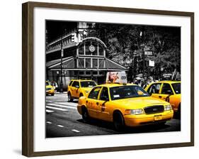 Yellow Cabs, 72nd Street, IRT Broadway Subway Station, Upper West Side of Manhattan, New York-Philippe Hugonnard-Framed Photographic Print