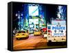 Yellow Cabs and Police Truck at Times Square by Night, Manhattan, New York, US, Colors Night-Philippe Hugonnard-Framed Stretched Canvas