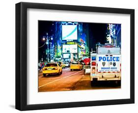 Yellow Cabs and Police Truck at Times Square by Night, Manhattan, New York, US, Colors Night-Philippe Hugonnard-Framed Photographic Print