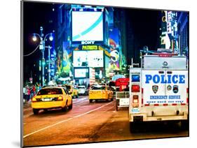 Yellow Cabs and Police Truck at Times Square by Night, Manhattan, New York, US, Colors Night-Philippe Hugonnard-Mounted Premium Photographic Print