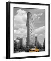 Yellow Cabs at Flatiron Building-Igor Maloratsky-Framed Art Print