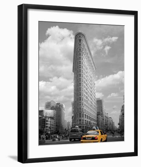 Yellow Cabs at Flatiron Building-Igor Maloratsky-Framed Art Print