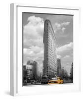 Yellow Cabs at Flatiron Building-Igor Maloratsky-Framed Art Print