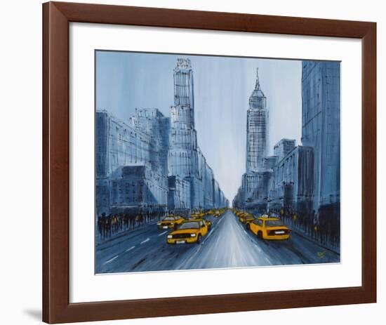 Yellow Cabs, New York-Geoff King-Framed Giclee Print