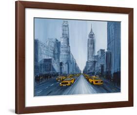 Yellow Cabs, New York-Geoff King-Framed Giclee Print