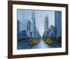 Yellow Cabs, New York-Geoff King-Framed Giclee Print