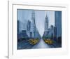 Yellow Cabs, New York-Geoff King-Framed Giclee Print