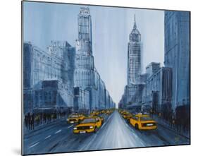 Yellow Cabs, New York-Geoff King-Mounted Giclee Print