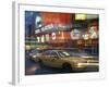 Yellow Cabs on the Street at Night, Times Square, New York, USA-null-Framed Photographic Print