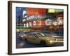 Yellow Cabs on the Street at Night, Times Square, New York, USA-null-Framed Photographic Print