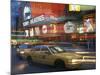 Yellow Cabs on the Street at Night, Times Square, New York, USA-null-Mounted Photographic Print
