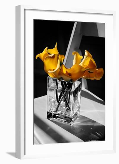 Yellow Calla Lilies in Vase-null-Framed Photo