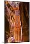 Yellow canyon and the Treasury in the Morning. Petra, Jordan-William Perry-Mounted Photographic Print