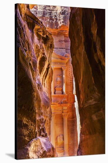 Yellow canyon and the Treasury in the Morning. Petra, Jordan-William Perry-Stretched Canvas