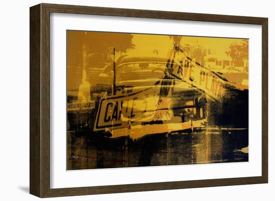 Yellow Car and Street Sign-David Studwell-Framed Giclee Print