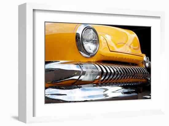Yellow Car Grill & Headlight-null-Framed Art Print