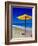 Yellow Chairs and Umbrella on Pristine Beach, Caribbean-Greg Johnston-Framed Photographic Print