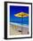 Yellow Chairs and Umbrella on Pristine Beach, Caribbean-Greg Johnston-Framed Photographic Print