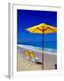 Yellow Chairs and Umbrella on Pristine Beach, Caribbean-Greg Johnston-Framed Photographic Print