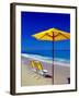 Yellow Chairs and Umbrella on Pristine Beach, Caribbean-Greg Johnston-Framed Photographic Print