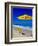 Yellow Chairs and Umbrella on Pristine Beach, Caribbean-Greg Johnston-Framed Photographic Print