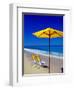 Yellow Chairs and Umbrella on Pristine Beach, Caribbean-Greg Johnston-Framed Photographic Print