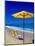 Yellow Chairs and Umbrella on Pristine Beach, Caribbean-Greg Johnston-Mounted Photographic Print