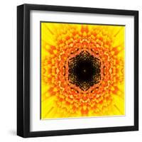 Yellow Concentric Flower Center: Mandala Kaleidoscopic Design-tr3gi-Framed Art Print