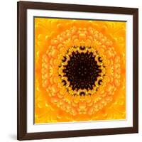 Yellow Concentric Flower Center: Mandala Kaleidoscopic Design-tr3gi-Framed Art Print