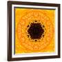 Yellow Concentric Flower Center: Mandala Kaleidoscopic Design-tr3gi-Framed Art Print