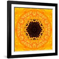 Yellow Concentric Flower Center: Mandala Kaleidoscopic Design-tr3gi-Framed Art Print