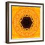 Yellow Concentric Flower Center: Mandala Kaleidoscopic Design-tr3gi-Framed Art Print