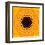 Yellow Concentric Flower Center: Mandala Kaleidoscopic Design-tr3gi-Framed Art Print