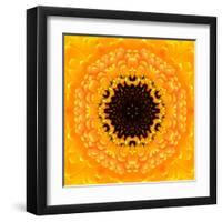 Yellow Concentric Flower Center: Mandala Kaleidoscopic Design-tr3gi-Framed Art Print