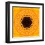 Yellow Concentric Flower Center: Mandala Kaleidoscopic Design-tr3gi-Framed Art Print