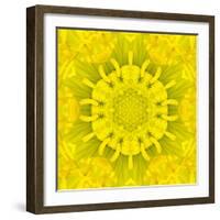 Yellow Concentric Flower Center: Mandala Kaleidoscopic Design-tr3gi-Framed Art Print