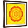 Yellow Concentric Flower Center: Mandala Kaleidoscopic Design-tr3gi-Framed Art Print