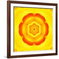 Yellow Concentric Flower Center: Mandala Kaleidoscopic Design-tr3gi-Framed Art Print