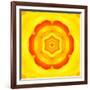 Yellow Concentric Flower Center: Mandala Kaleidoscopic Design-tr3gi-Framed Art Print