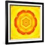 Yellow Concentric Flower Center: Mandala Kaleidoscopic Design-tr3gi-Framed Art Print