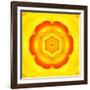 Yellow Concentric Flower Center: Mandala Kaleidoscopic Design-tr3gi-Framed Art Print