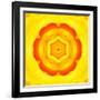 Yellow Concentric Flower Center: Mandala Kaleidoscopic Design-tr3gi-Framed Art Print