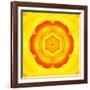 Yellow Concentric Flower Center: Mandala Kaleidoscopic Design-tr3gi-Framed Art Print