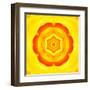 Yellow Concentric Flower Center: Mandala Kaleidoscopic Design-tr3gi-Framed Art Print