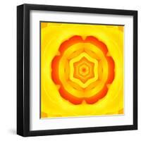 Yellow Concentric Flower Center: Mandala Kaleidoscopic Design-tr3gi-Framed Art Print