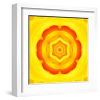 Yellow Concentric Flower Center: Mandala Kaleidoscopic Design-tr3gi-Framed Art Print